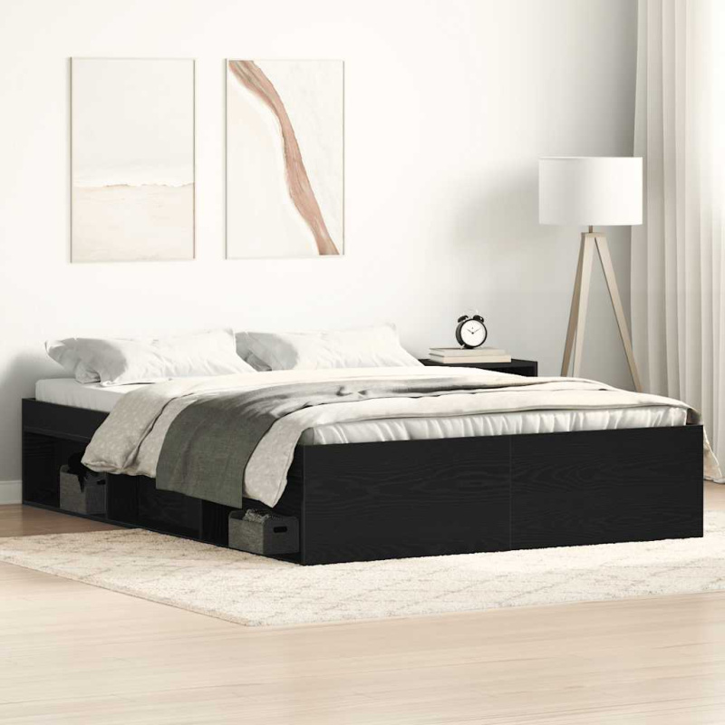 Rám Postele Bez Matrace Černý Dub Kompozitní Dřevo Černý Dub - 100 x 200 cm