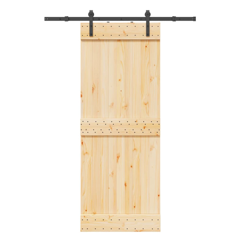 Posuvné Dveře S Kováním 80 X 210 Cm Masivní Borové Dřevo - 100 x 210 cm (213.5 cm)