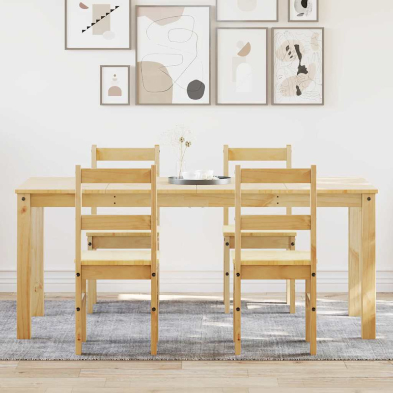 Jídelní Set 5 Kusů Panama Borovicový Masiv Přírodní - 117 cm / 4x židle