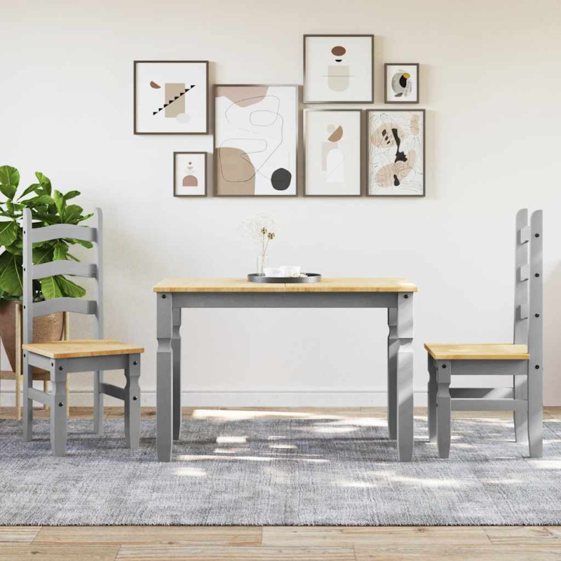 Jídelní Set Ze 3 Kusů Panama Grey Borovicový Masiv Šedá - 160 cm / 2