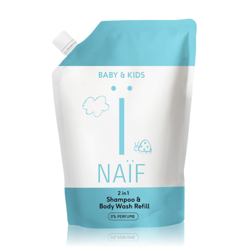 NAÏF Mycí gel a šampon 2v1 pro děti a miminka Shampoo & Body Wash 500 ml - náhradní náplň