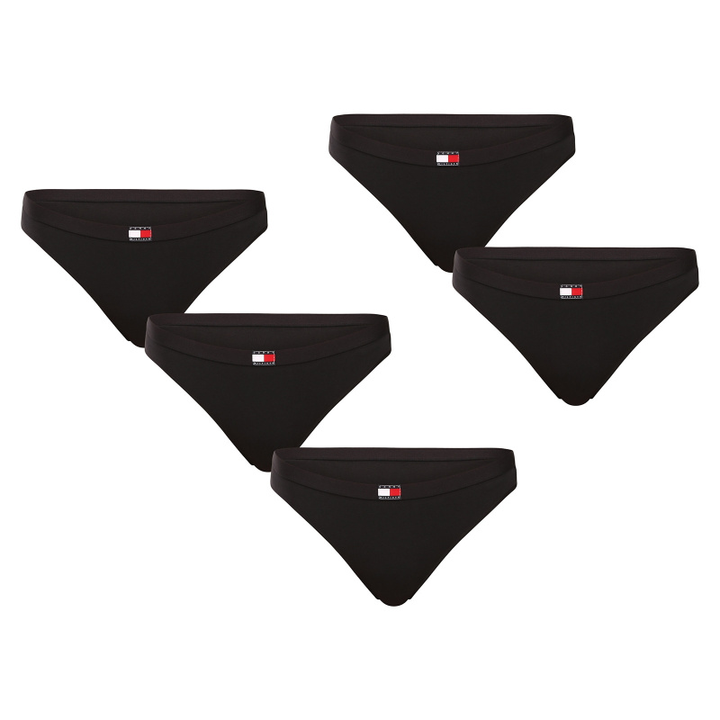 5PACK dámská tanga Tommy Hilfiger černá (UW0UW05642 0W3) S