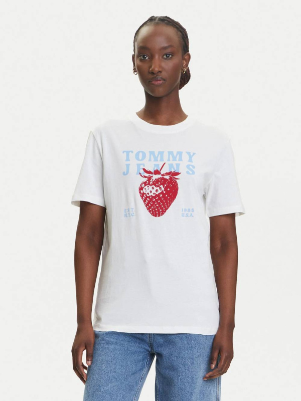 Tommy Jeans dámské krémové tričko