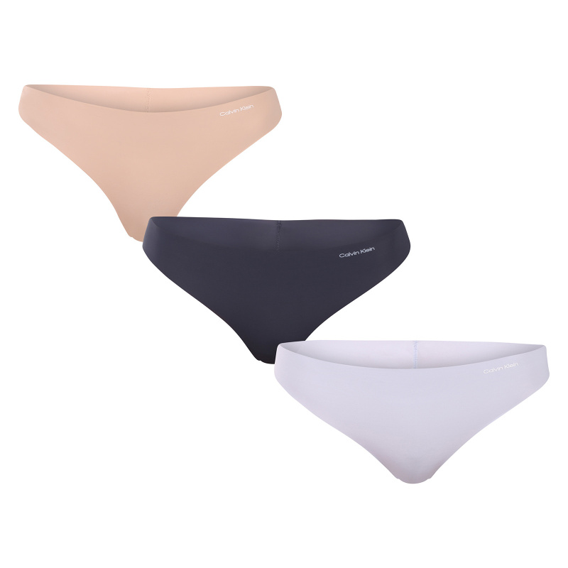 3PACK dámská tanga Calvin Klein bezešvá vícebarevná (QD3558E-31K) S