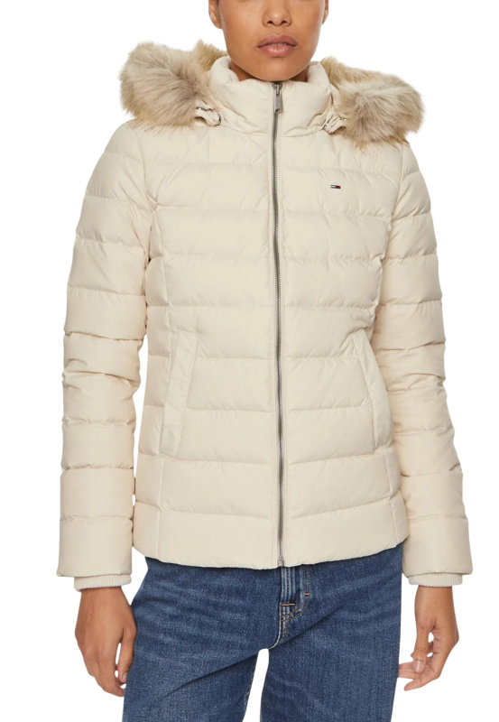 Tommy Jeans dámská krémová zimní bunda
