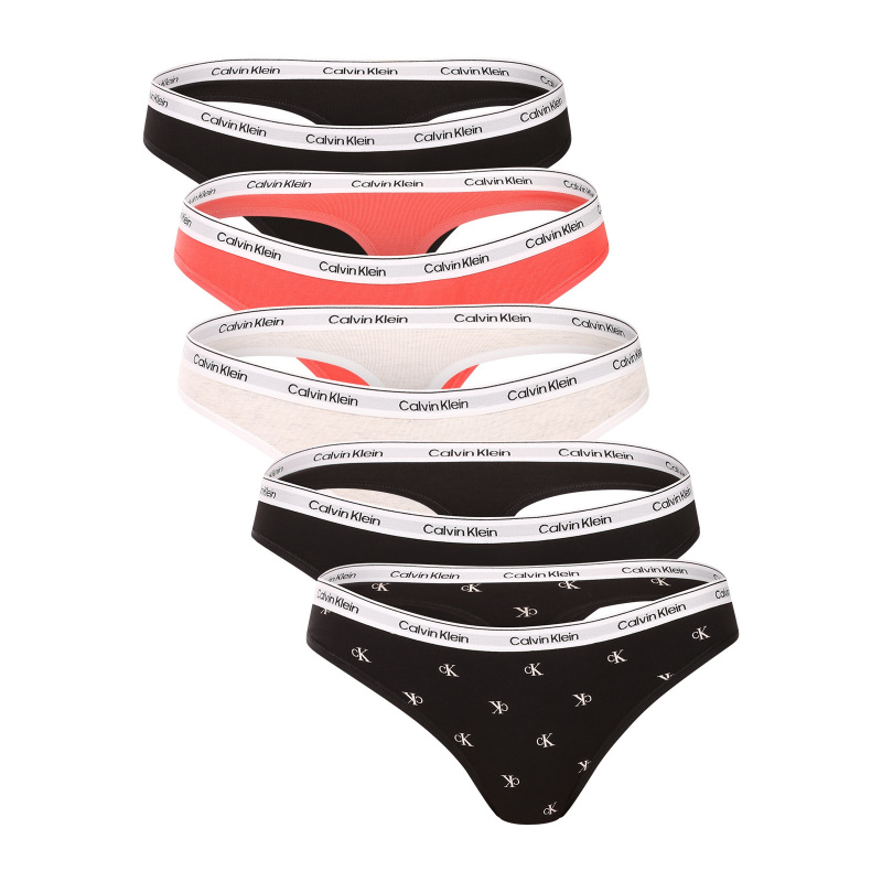 5PACK dámská tanga Calvin Klein vícebarevná (QD5221-3IX) L