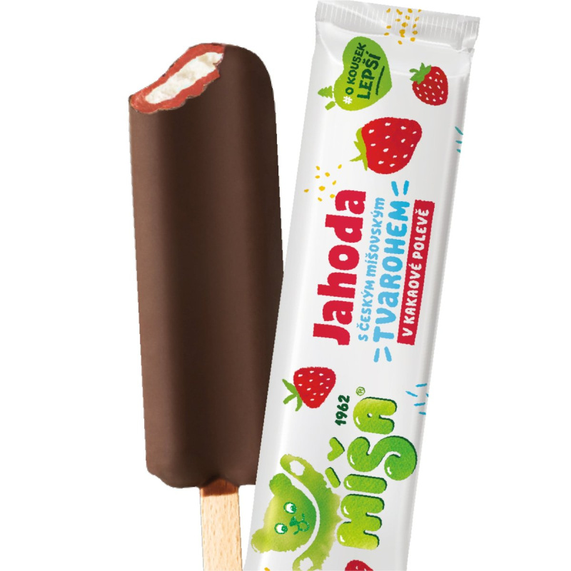 Míša Jahoda s tvarohem v kakaové polevě nanuk