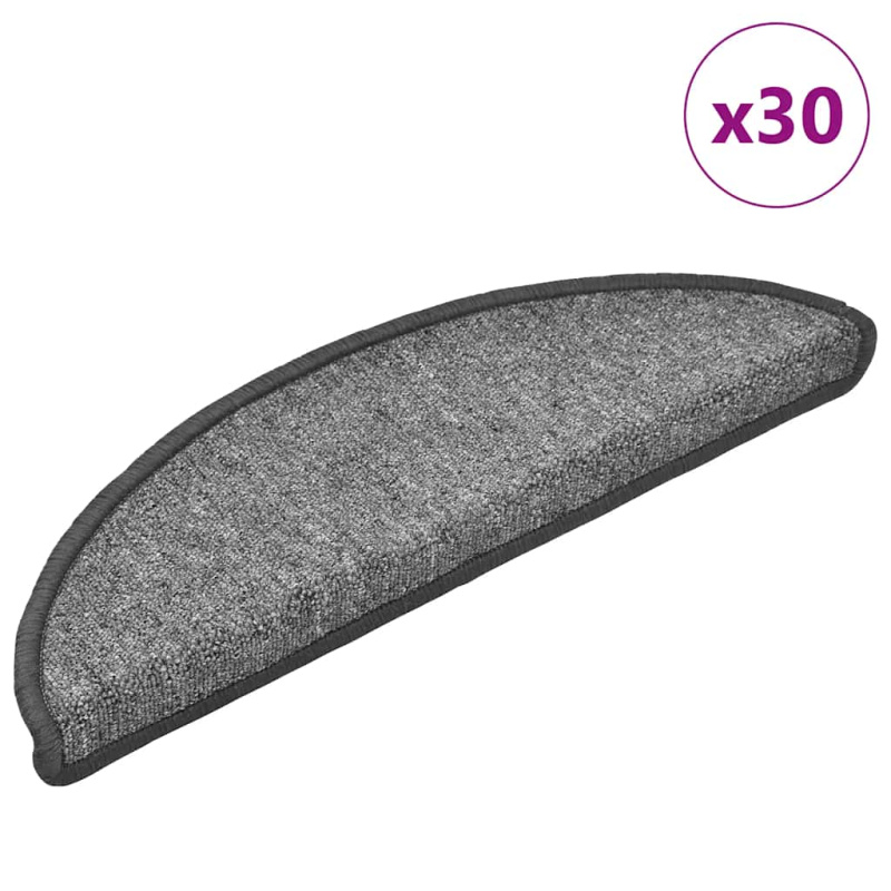 Rohože Na Schody 30 Ks Tmavě Šedé 56X17X3 Cm Tlumeně Bílá
