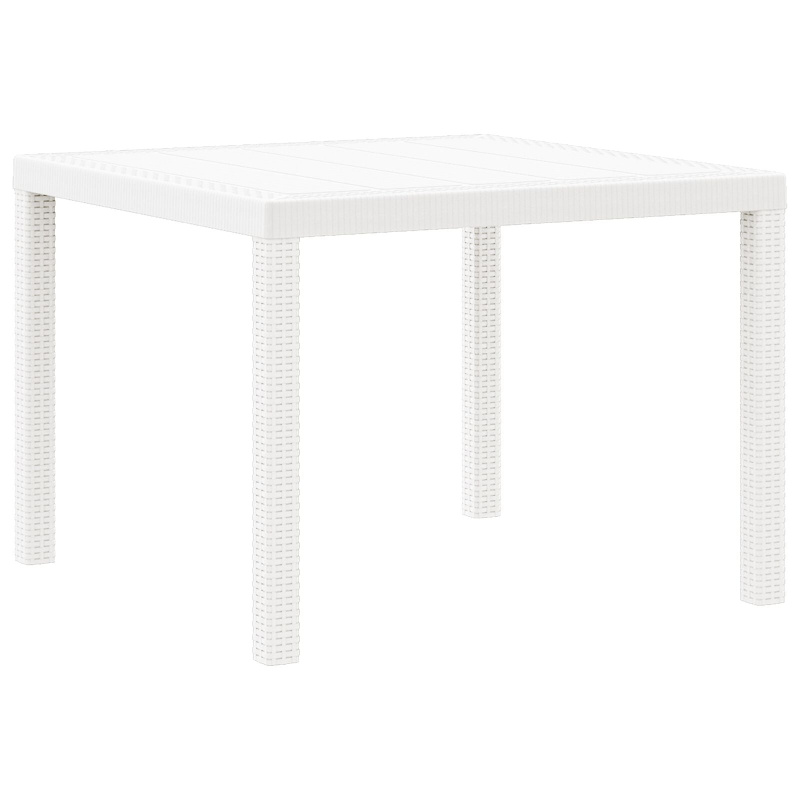 Zahradní Stůl Bílý 100X100X73 Cm Z Poly Rattanu