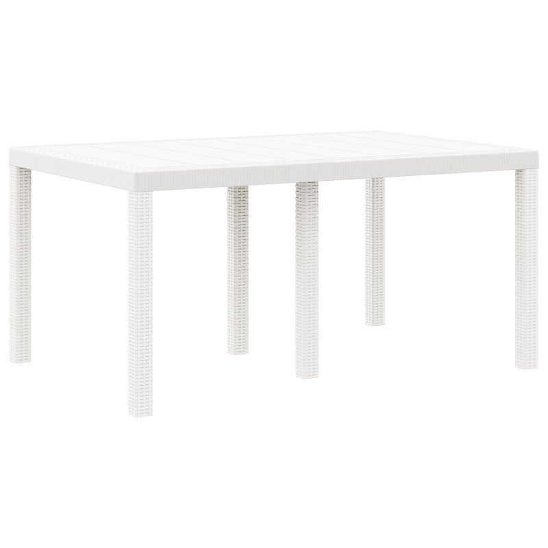 Zahradní Stůl Bílý 150X100X73 Cm Poly Ratan