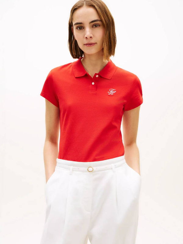 Tommy Hilfiger dámské červené polo tričko