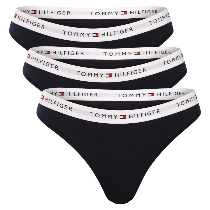 3PACK dámská tanga Tommy Hilfiger černá (UW0UW05530 0R0) L