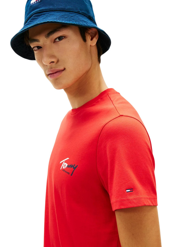 Tommy Jeans pánské červené tričko
