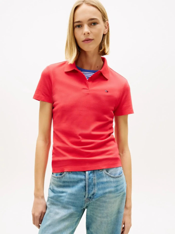 Tommy Jeans dámské červené polo tričko