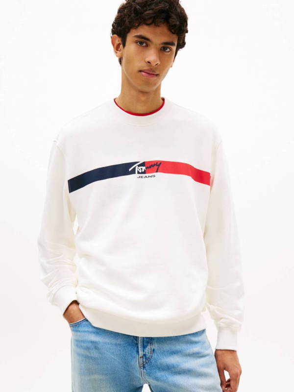 Tommy Jeans pánská bílá mikina