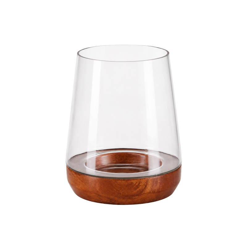 Home Styling Collection Lampion s dřevěným podstavcem, 20 cm transparentní A67102780