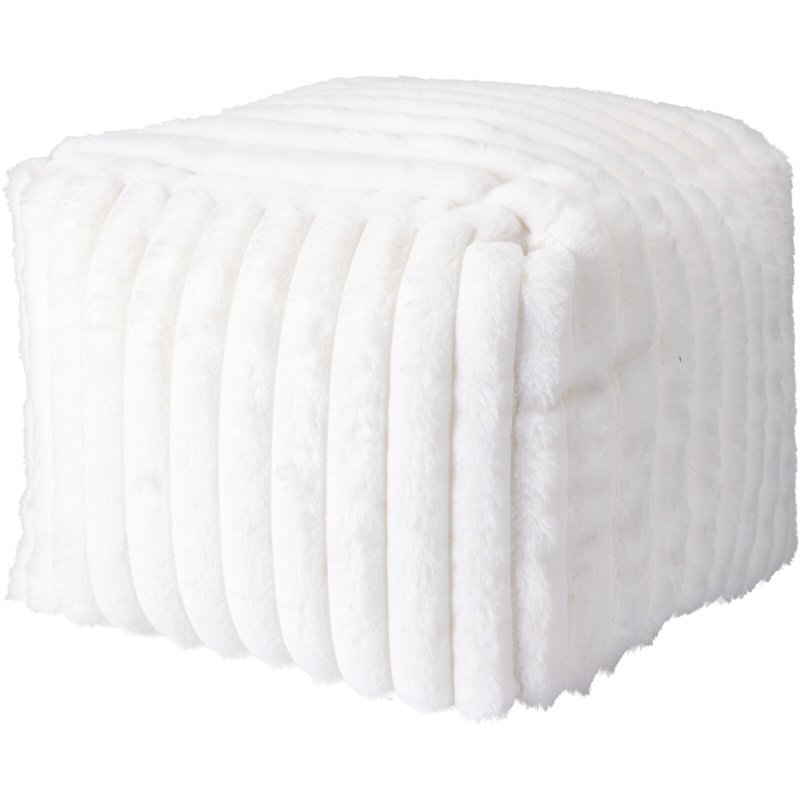 Home Styling Collection Čalouněný taburet z umělé kožešiny, 38 x 38 x 28 cm - bílý bílý
