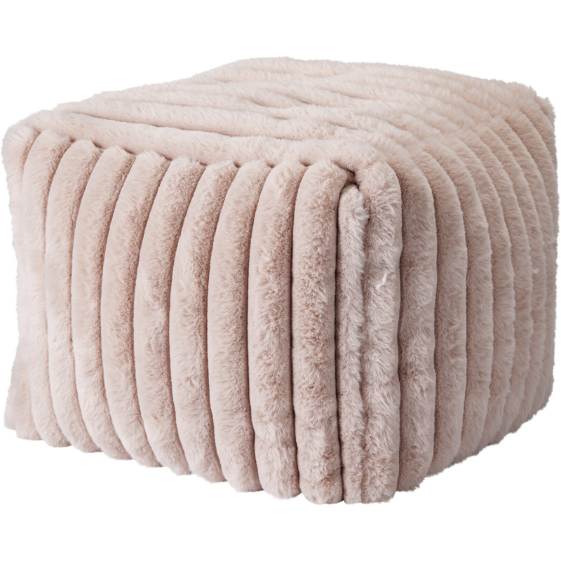 Home Styling Collection Čalouněný taburet z umělé kožešiny, 38 x 38 x 28 cm - béžový béžová