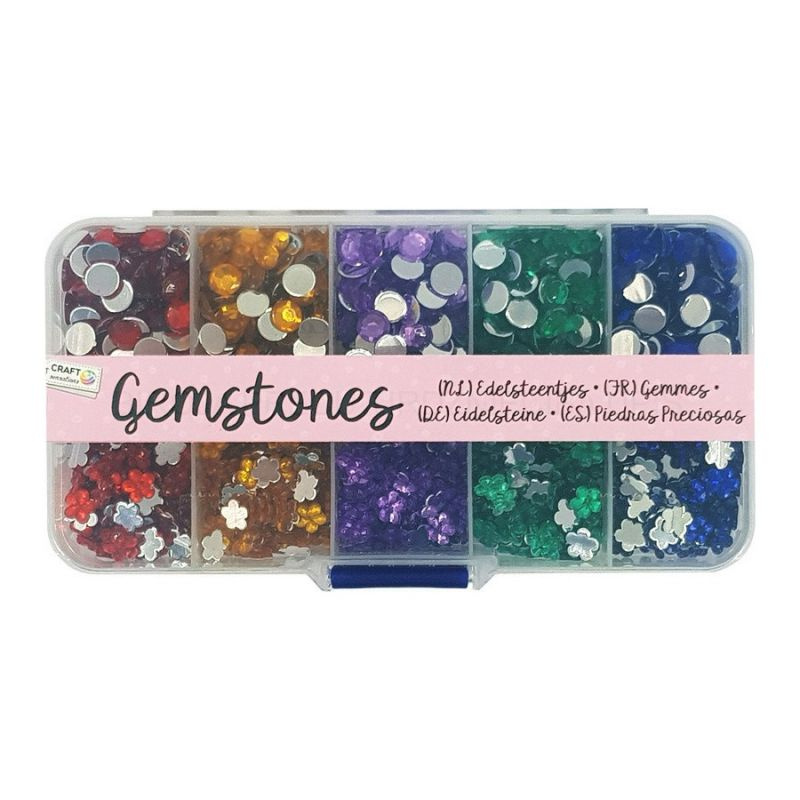 Kamínky v plastovém organizéru (nejsou samolepicí) - kytičky a tečky