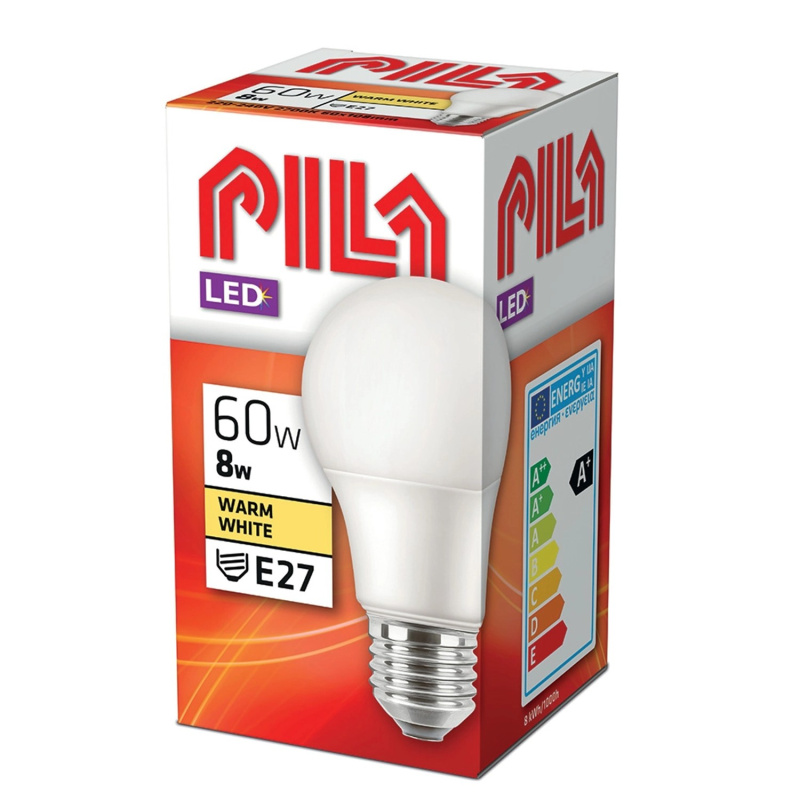 Philips LED žárovka Pila E27, 8 W, 806 lm, 2700 K