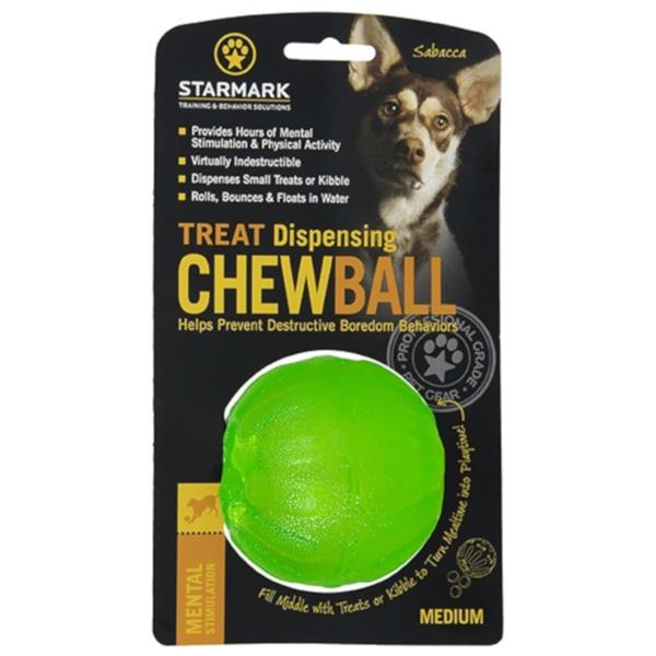 STARMARK Chew ball Gumový míč pro psy zelený 1 ks, Velikost: M