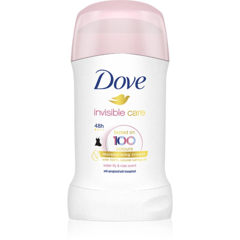 Dove Invisible Care Antiperspirant tuhý antiperspirant proti bílým skvrnám bez alkoholu Water Lily & Rose 40 ml