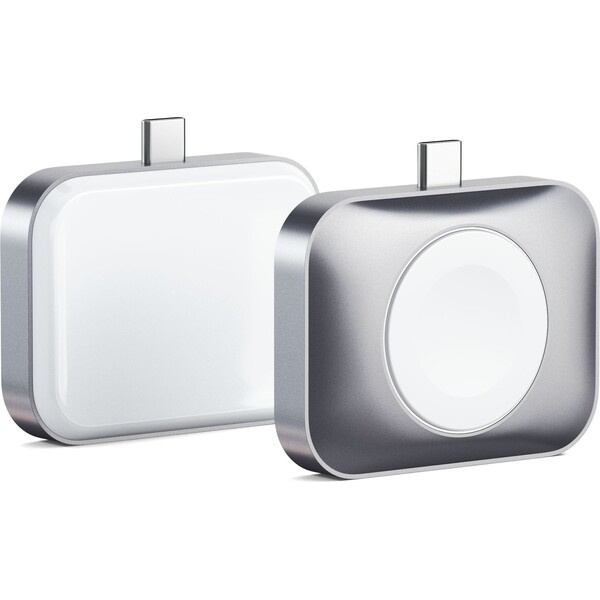 Satechi USB-C 2v1 bezdrátová nabíjecí stanice pro Apple Watch a Airpods stříbrná Stříbrná