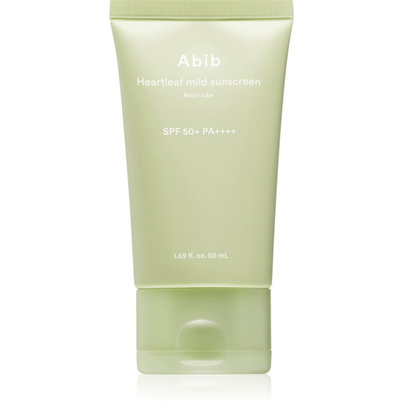 Abib Heartleaf Mild Sunscreen Relief Tube opalovací krém na obličej se zklidňujícím účinkem SPF 50+ 50 ml