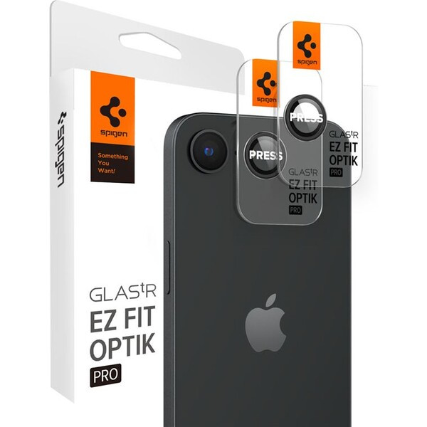 Ochranné sklo na čočku pro iPhone 16e Spigen Glass tR EZ Fit Optik Pro (2ks) - černé