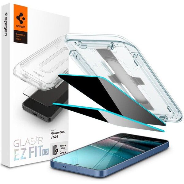 Spigen Glass tR EZ Fit HD (Privacy) tvrzené sklo Samsung Galaxy S25/S24 (2 ks)