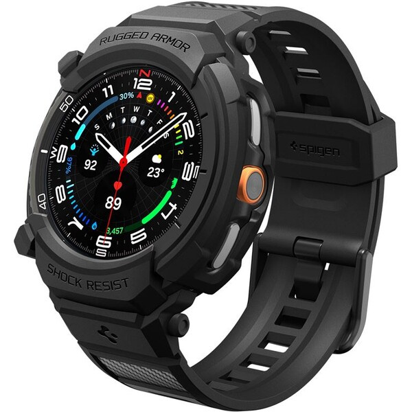Spigen Rugged Armor Pro kryt s řemínkem Galaxy Watch8 Classic (46mm) matně černý