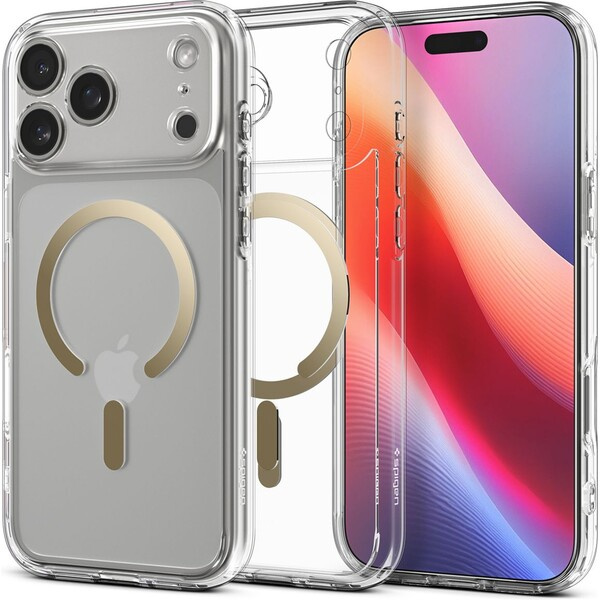 Spigen Ultra Hybrid MagSafe kryt iPhone 17 Pro Max clear gold