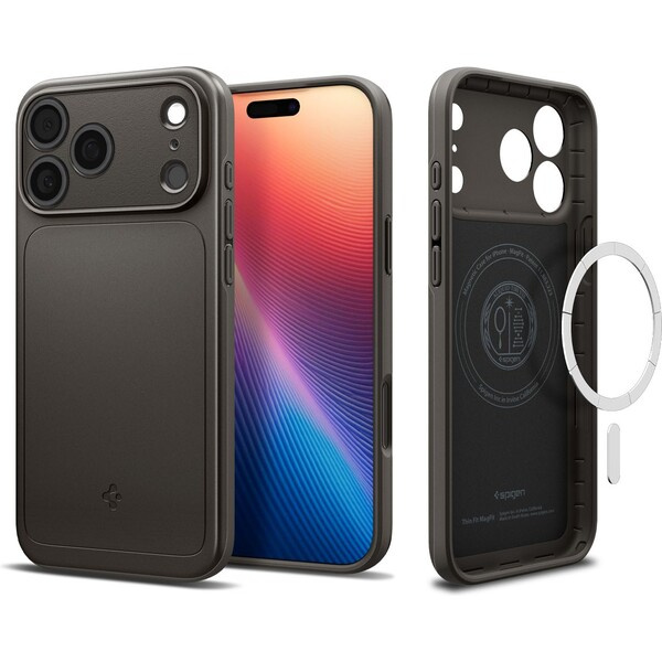 Spigen Thin Fit MagSafe kryt iPhone 17 Pro gunmetal
