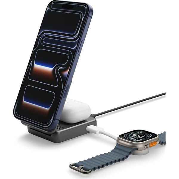 Spigen Essential MagSafe 2in1+C Qi2/MagSafe nabíječka (25W) černá