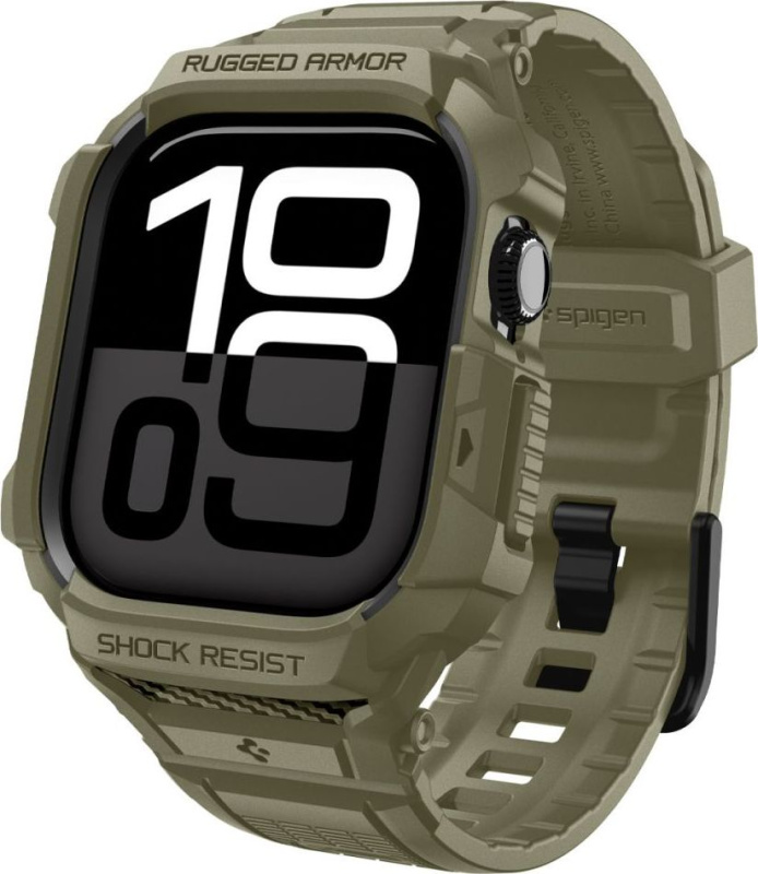 Spigen Řemínek s krytem pro Apple Watch 46mm - Spigen, Rugged Armor Pro V2 Vintage Khaki