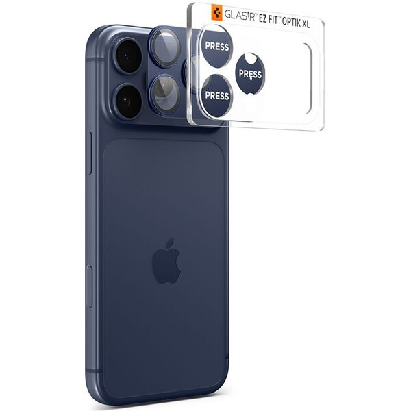 Spigen Glass tR EZ Fit Optik Pro XL sklo na fotoaparát iPhone 17 Pro Max tmavě modré