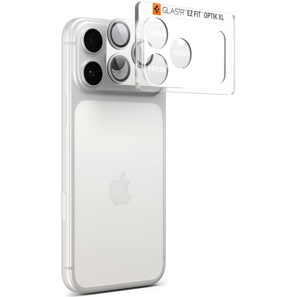 Spigen Glass tR EZ Fit Optik Pro XL sklo na fotoaparát iPhone 17 Pro Max stříbrné