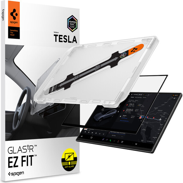 Spigen EZ Fit Anti Glare Matte FC tvrzené sklo Tesla Model Y L 2026 černé