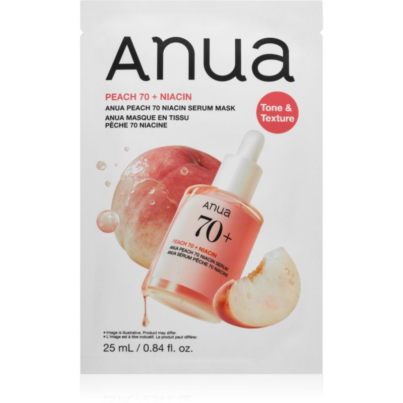 Anua Peach 70 Niacin Serum Mask plátýnková maska s rozjasňujícím účinkem 25 ml
