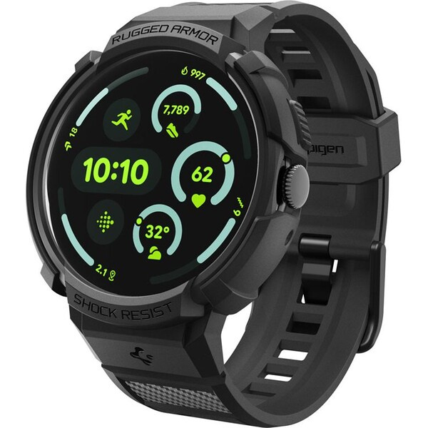 Spigen Rugged Armor Pro + Stand pouzdro s řemínkem a stojánkem Google Pixel Watch 5/4 45mm matte bla