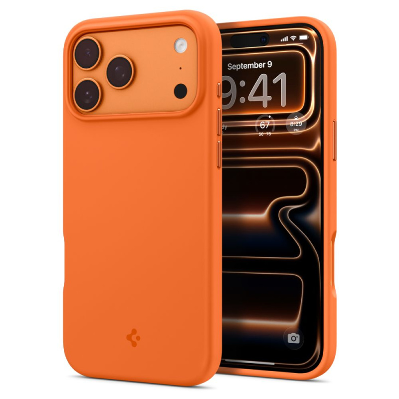 Spigen Silicone Fit MagSafe kryt iPhone 17 Pro Max cosmic orange