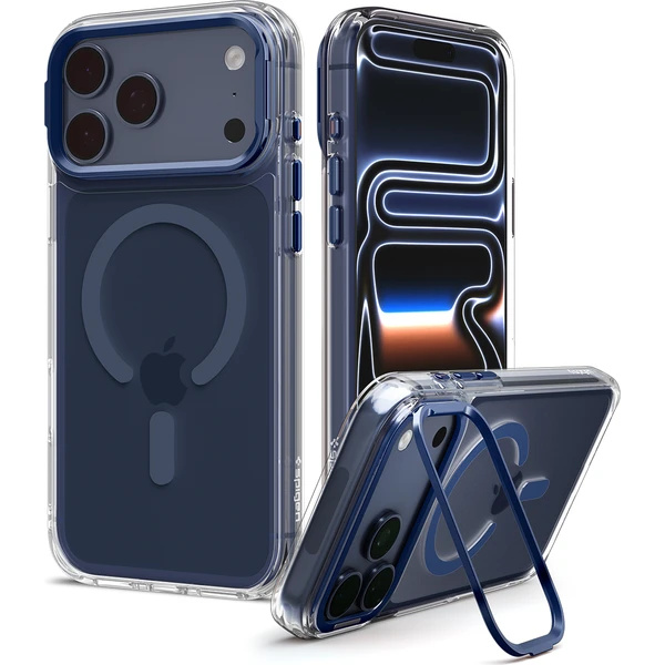 Spigen Ultra Hybrid Optik S MagSafe kryt iPhone 18 Pro/17 Pro clear deep blue