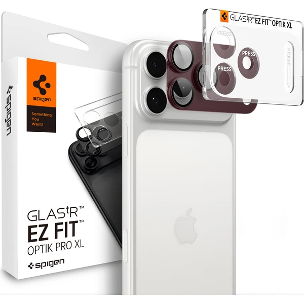 Spigen Glass tR EZ Fit Optik Pro XL 1 Pack sklo na fotoaparát iPhone 18 Pro Max tmavě vínové