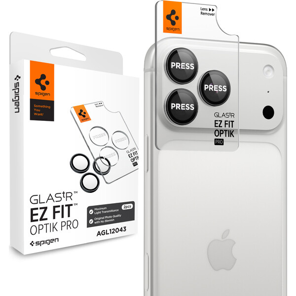 Spigen Glass tR EZ Fit Optik Pro 2 Pack sada skel iPhone 18 Pro Max/18 Pro tmavě šedá