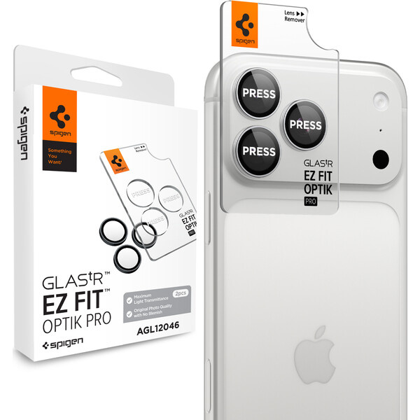 Spigen Glass tR EZ Fit Optik Pro 2 Pack sada skel iPhone 18 Pro Max/18 Pro stříbrná