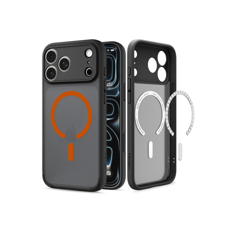 Spigen Ultra Hybrid MagSafe kryt iPhone 18 Pro Max/17 Pro Max frost black orange
