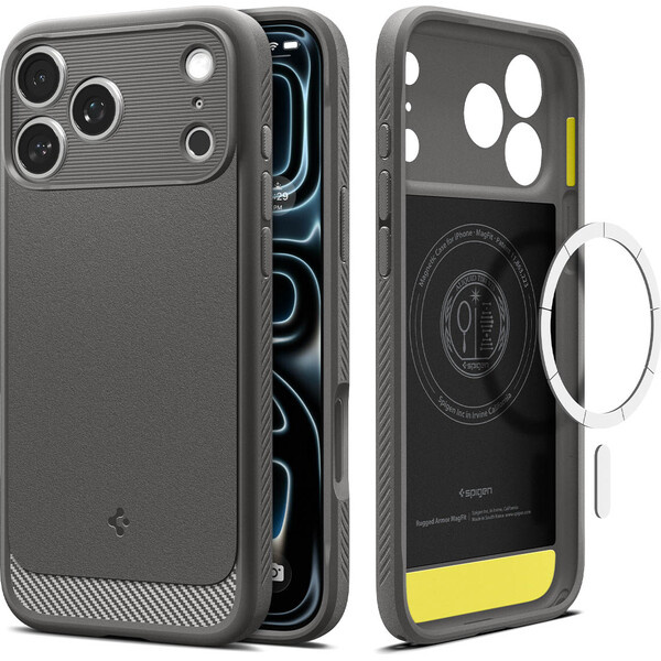 Spigen Rugged Armor MagSafe kryt iPhone 18 Pro/17 Pro gray