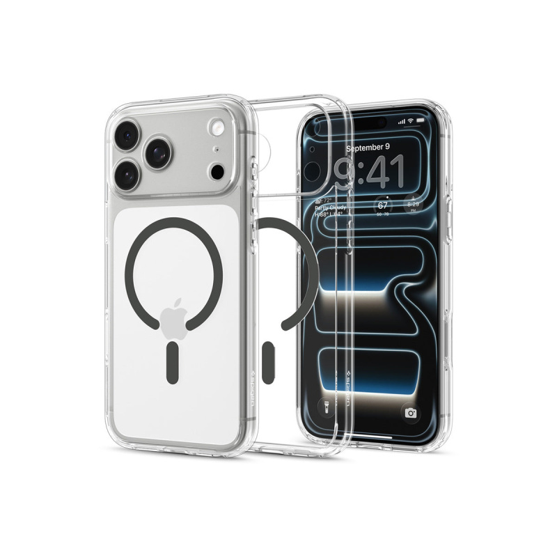 Spigen Ultra Hybrid MagSafe kryt iPhone 18 Pro/17 Pro clear graphite