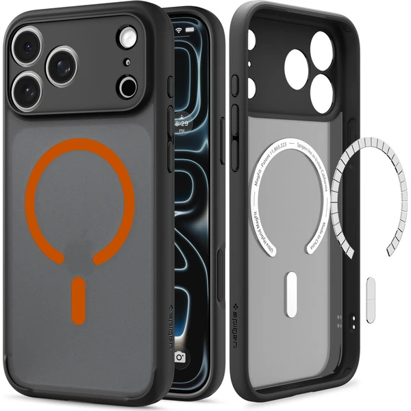 Spigen Ultra Hybrid MagSafe kryt iPhone 18 Pro/17 Pro frost black orange