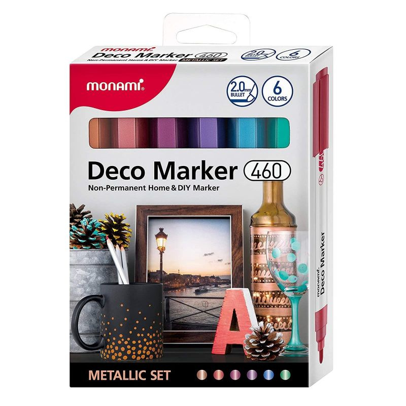 Deco Marker akrylové fixy sada 2,0mm (6ks) - metalické odstíny